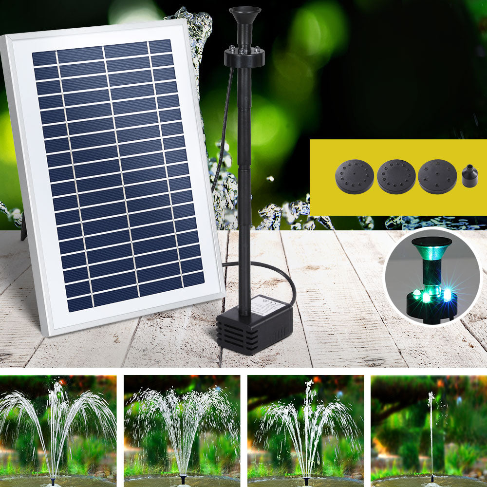 Gardeon Solar Outdoor Fountain Pump 250L/H with LED Lights, 4 Nozzles, 4.4FT - SuperSaverAU - view 6