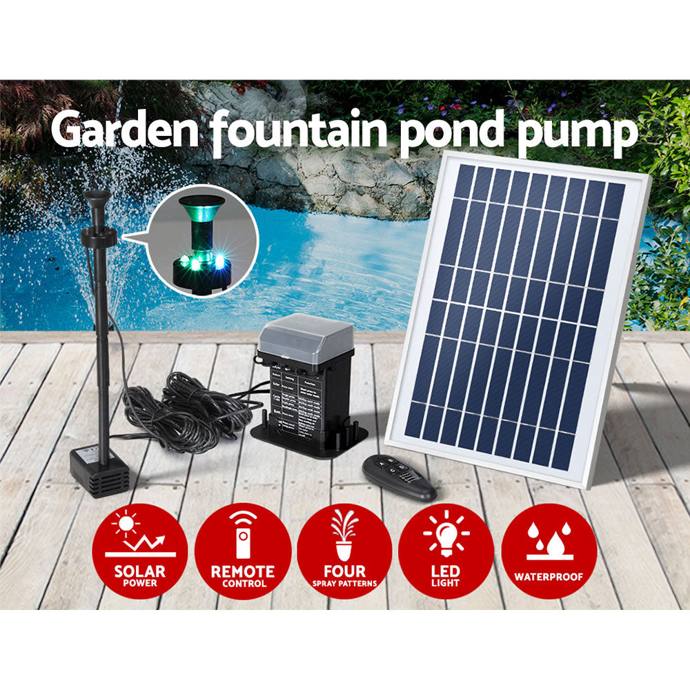 Gardeon Solar Outdoor Fountain Pump 5.2FT with LED Lights, 270L/H, Remote Control - SuperSaverAU - view 3