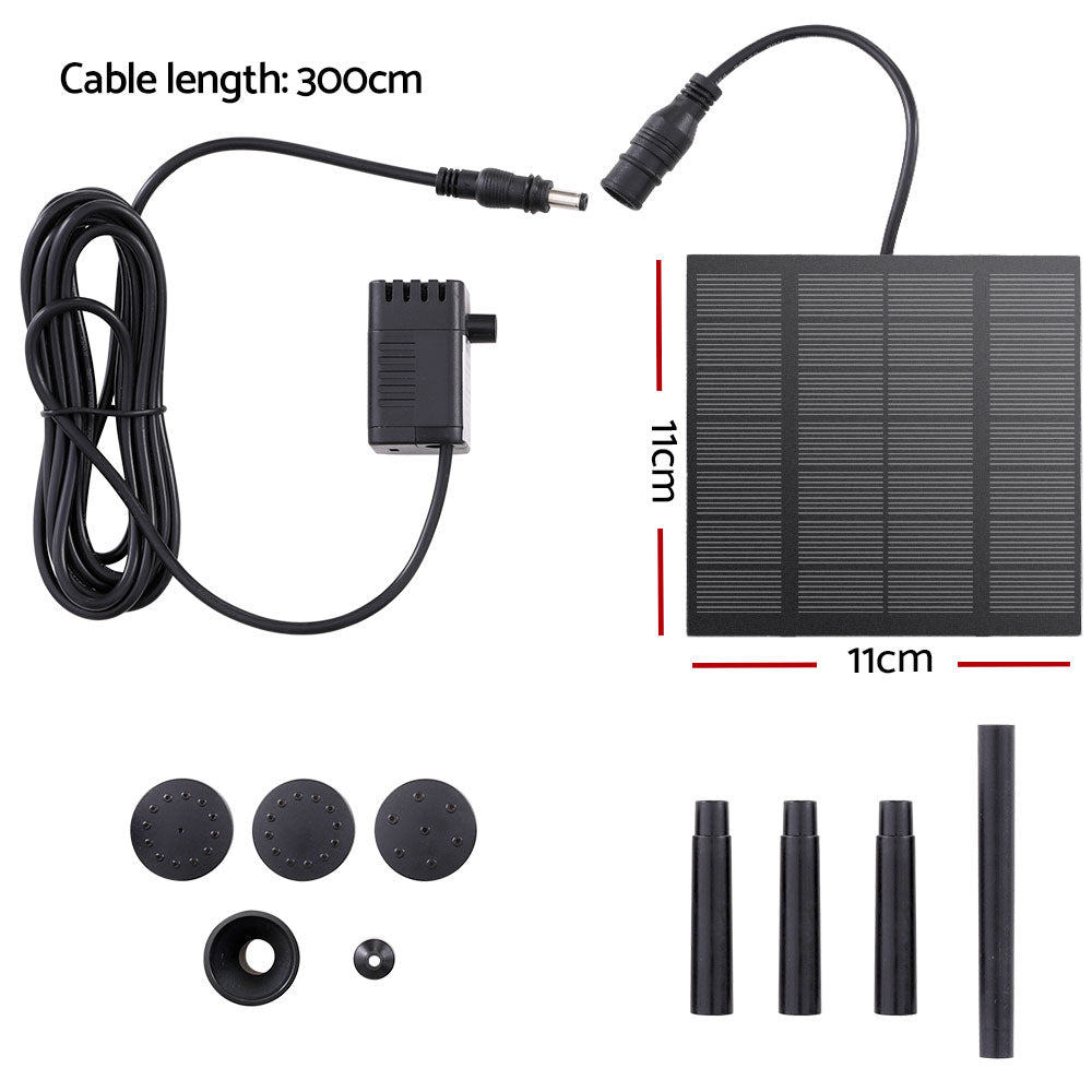 Gardeon Solar Outdoor Fountain Pump 2.6FT, 160L/H, Adjustable Height, 4 Nozzles - SuperSaverAU - view 1