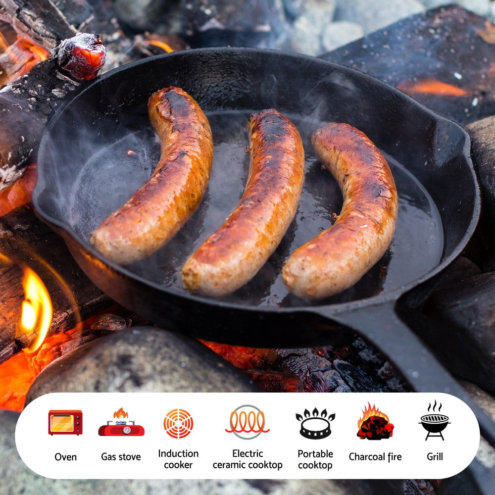 5-star Chef Cast Iron Frying Pan Set 3pcs, PFOA-Free, Non-Stick, Black - SuperSaverAU - view 5