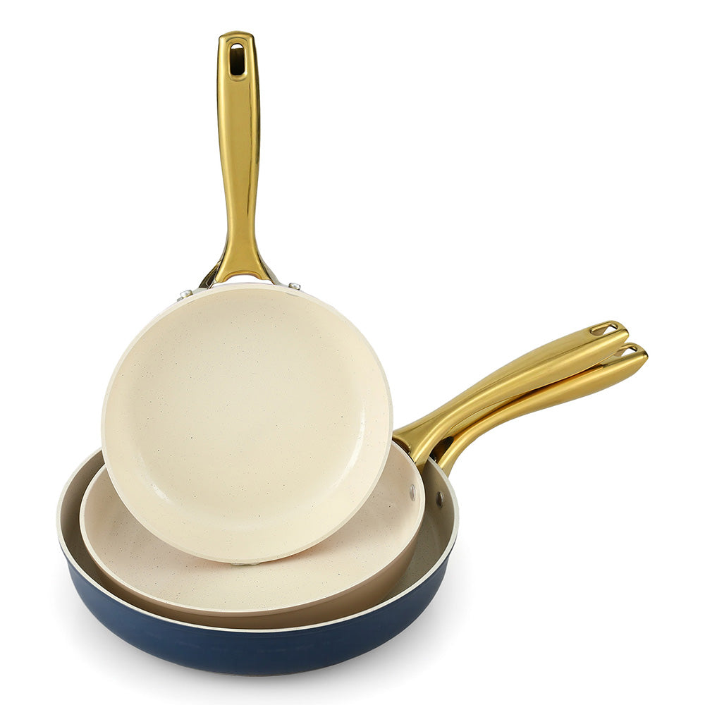 5-star Chef Ceramic Frypan Set 3pcs - Non-Stick, Sustainable Cast Aluminum, Multi Colour - SuperSaverAU - view 1