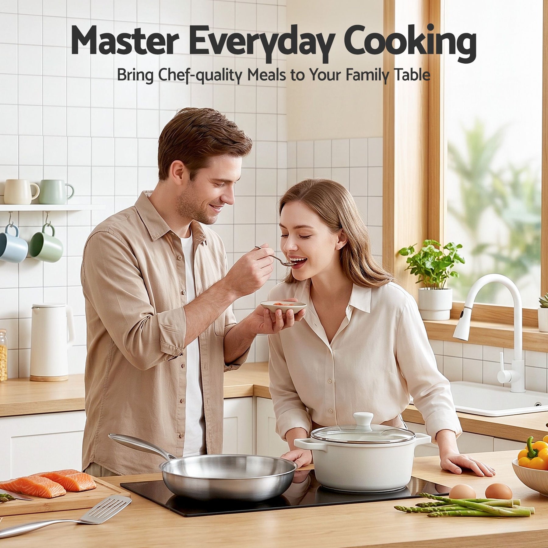 5-Star Chef 30cm Uncoated Tri-Ply Stainless Steel Frying Pan - Silver