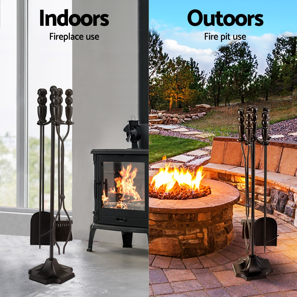 Grillz Fireplace Tool Set 4 PCS - Cast Iron, Heat-Resistant, Freestanding - SuperSaverAU - view 7