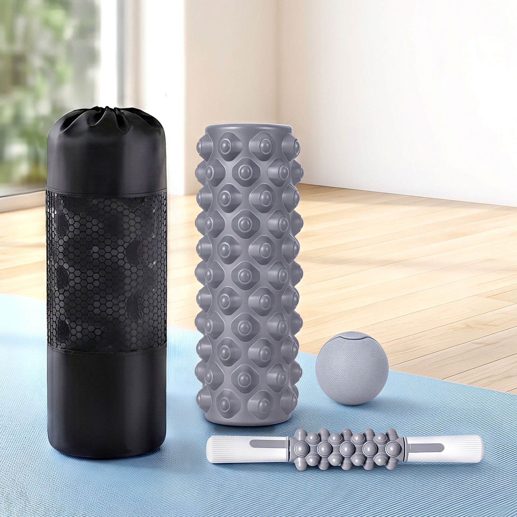 Everfit 3-in-1 Foam Roller Set with Massage Stick - Grey