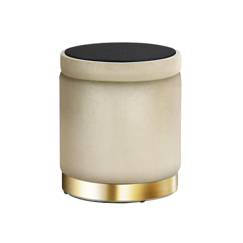 Artiss Velvet Ottoman Storage Footstool - Cream, Elegant Design - SuperSaverAU - view 3