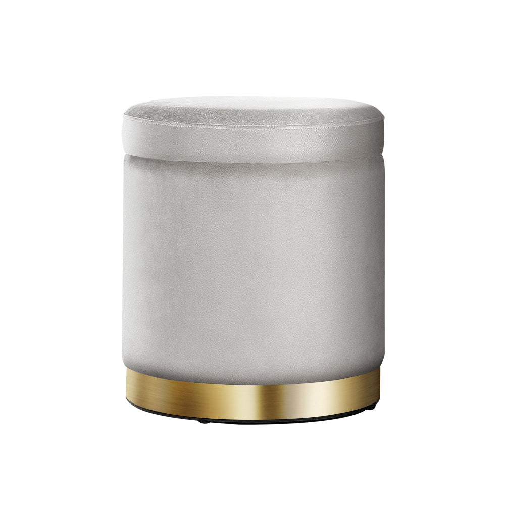 Artiss Velvet Ottoman Storage Footstool - Grey, Elegant & Practical - SuperSaverAU - view 7