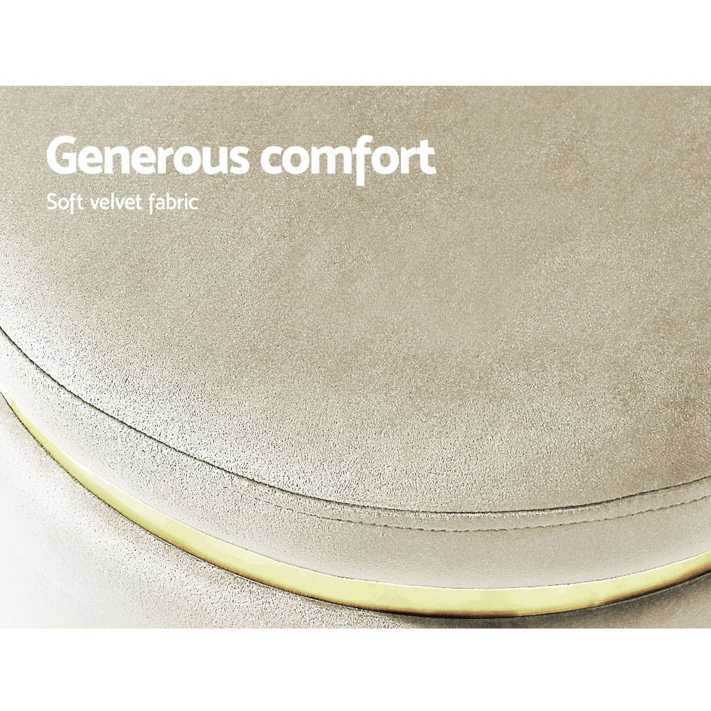 Artiss Round Velvet Foot Stool - Cream - SuperSaverAU - view 6