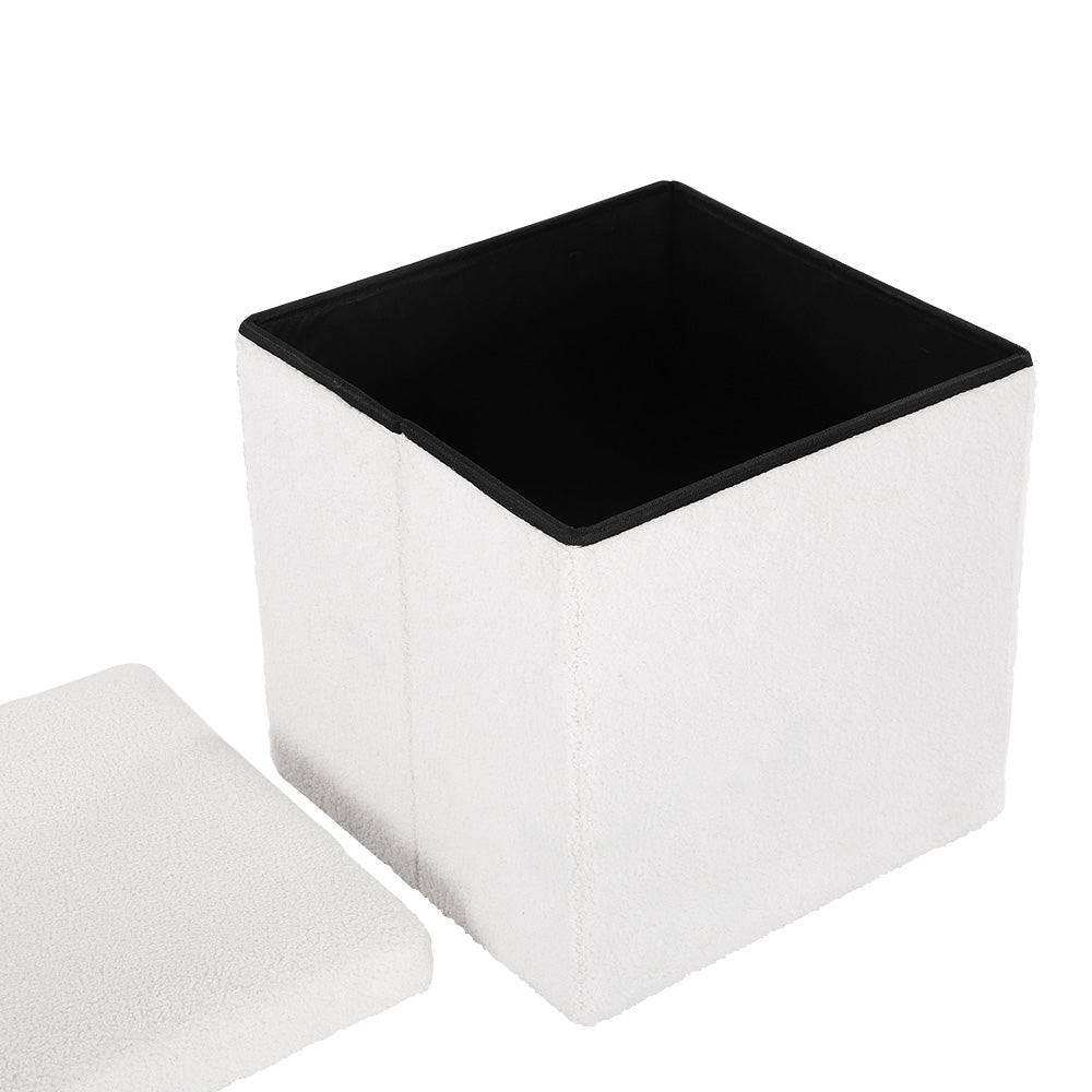 Artiss Janeska Ottoman Storage Foot Stool in White Teddy - SuperSaverAU - view 3