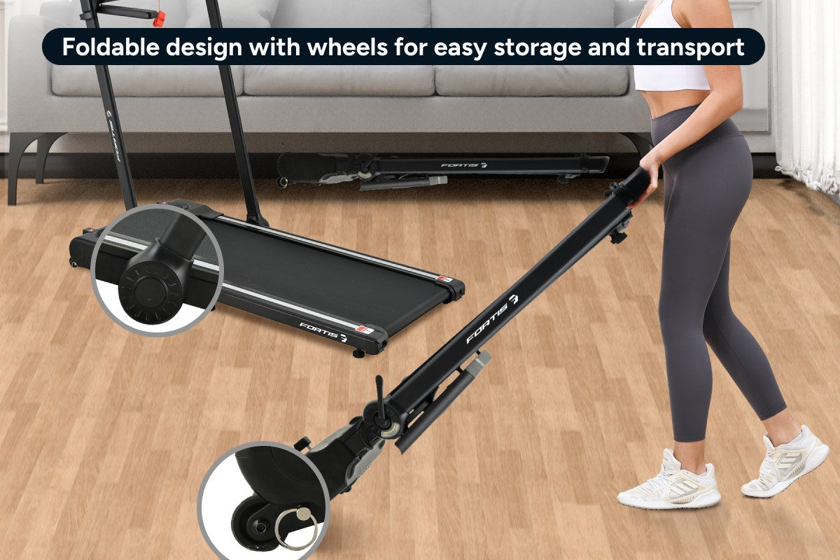 Fortis 420mm Foldable Walking and Jogging Manual Incline Treadmill - SuperSaverAU - view 3