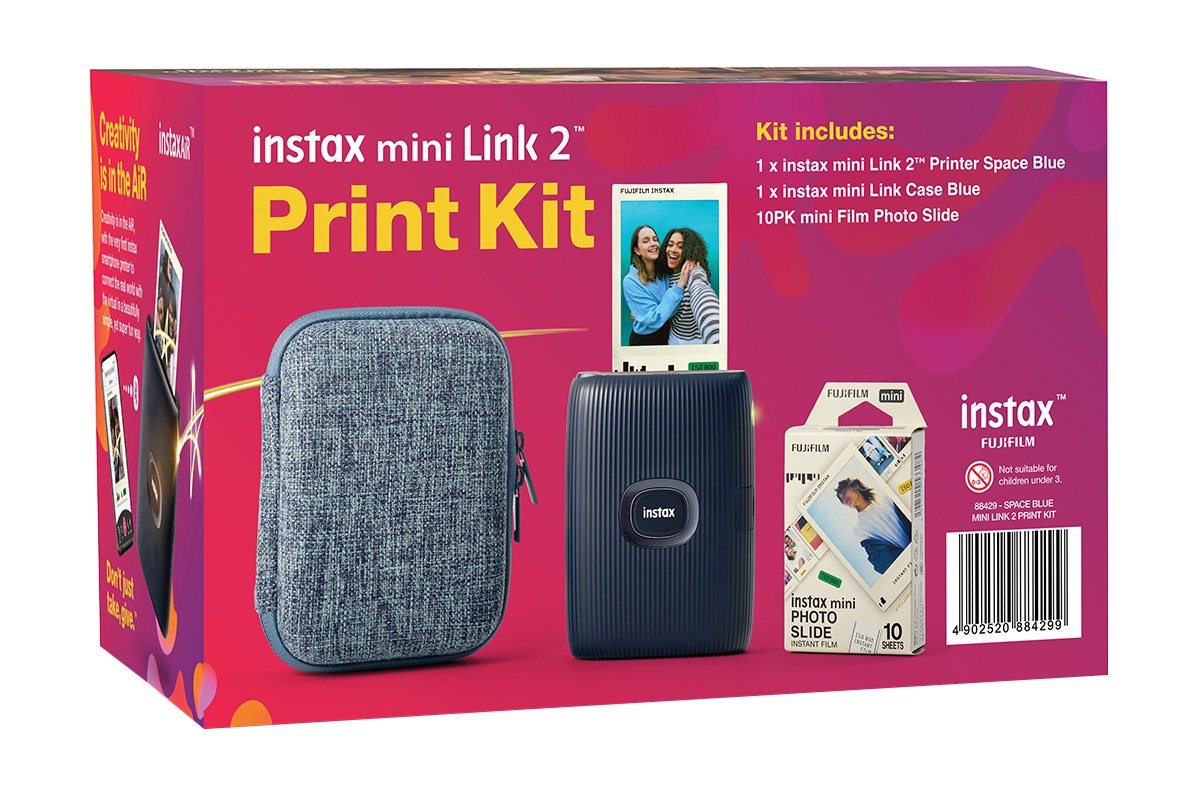 Fujifilm Instax Mini Link 2 Smartphone Printer Bundle (Space Blue)