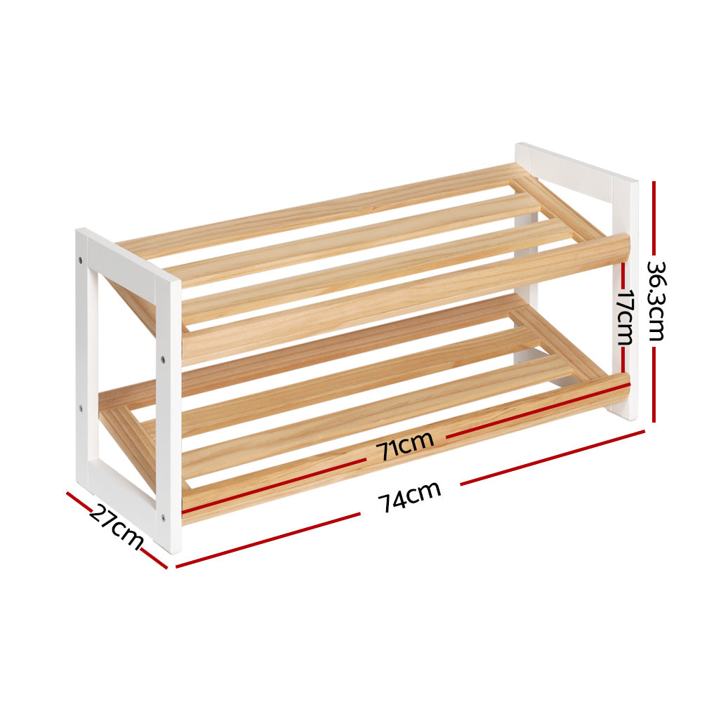 Artiss 2 Tier Shoe Rack for 6 Pairs White Kara - SuperSaverAU - view 2