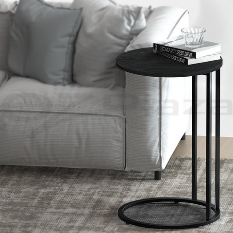 Artiss Coffee Table Side Table C-Shape Black 40cm x 40cm x 61.5cm, Durable, Space-Saving - SuperSaverAU - view 1