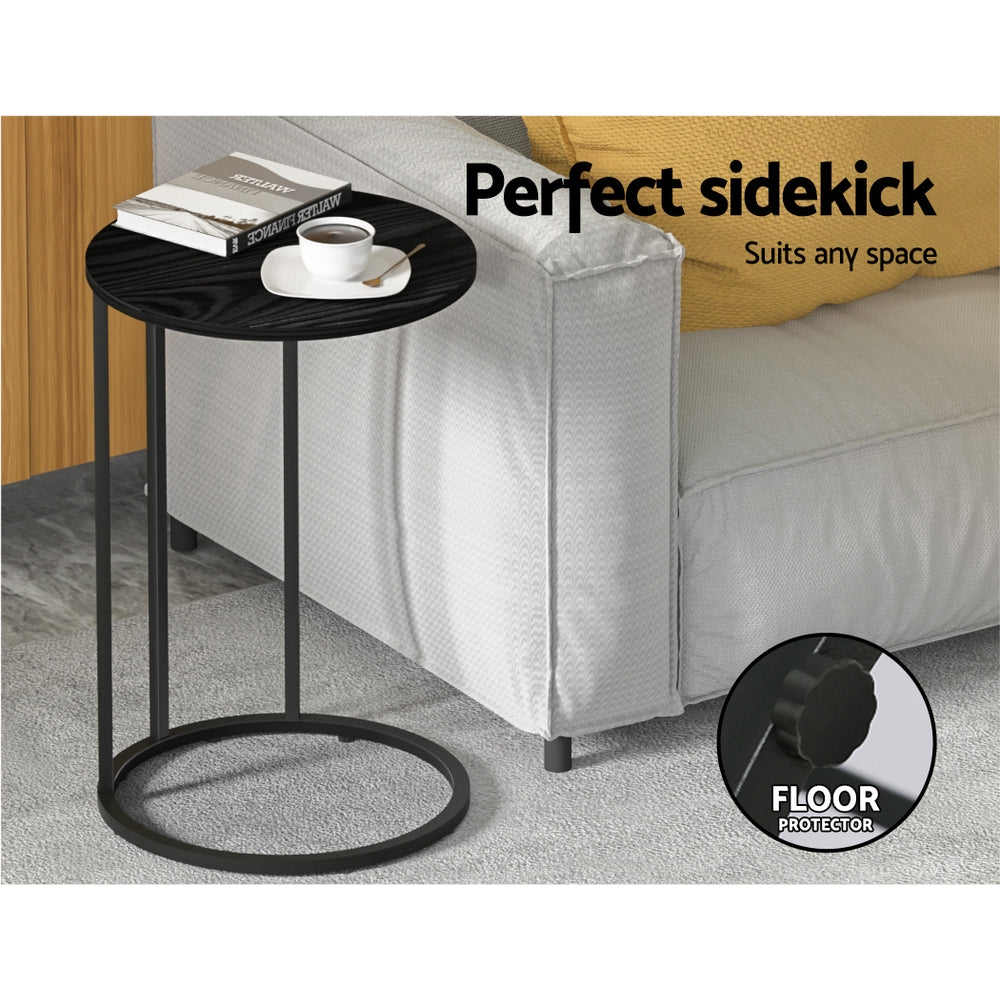 Artiss Coffee Table Side Table C-Shape Black 40cm x 40cm x 61.5cm, Durable, Space-Saving - SuperSaverAU - view 3