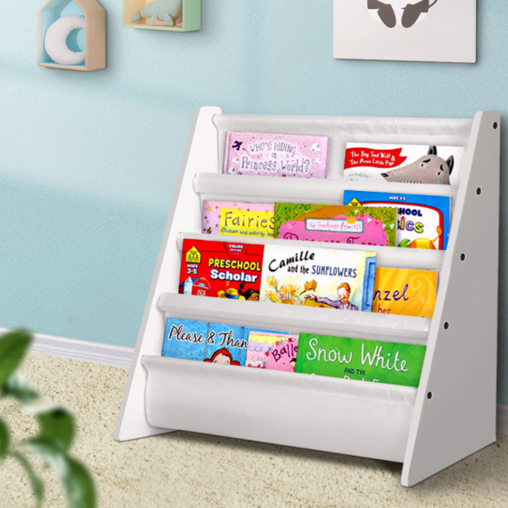 Keezi 4 Tiers Kids Bookshelf Magazine Shelf Children Bookcase Rack Organiser - SuperSaverAU - view 1