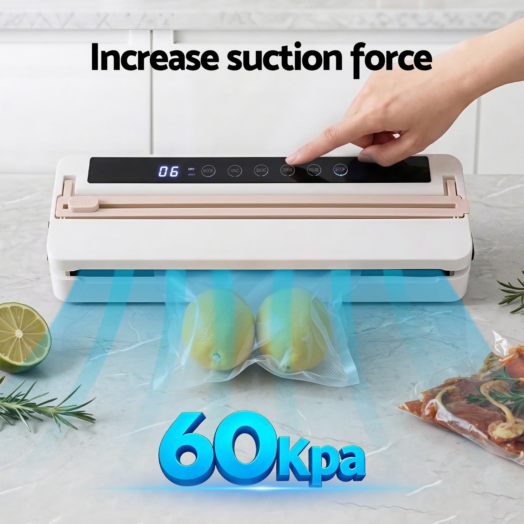 Devanti Food Vacuum Sealer – White 110W, 6 Modes with Slide Cutter