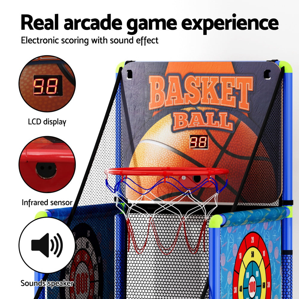 Basketball Arcade Game Electronic Scorer 3 Games Adjustable Kids Blue - SuperSaverAU - view 5