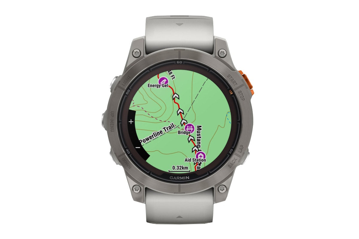 Garmin Fenix 7 Pro Sapphire Solar Smart Sports Watch - Titanium with Fog Grey and Ember Orange Band, 47mm - SuperSaverAU - view 4