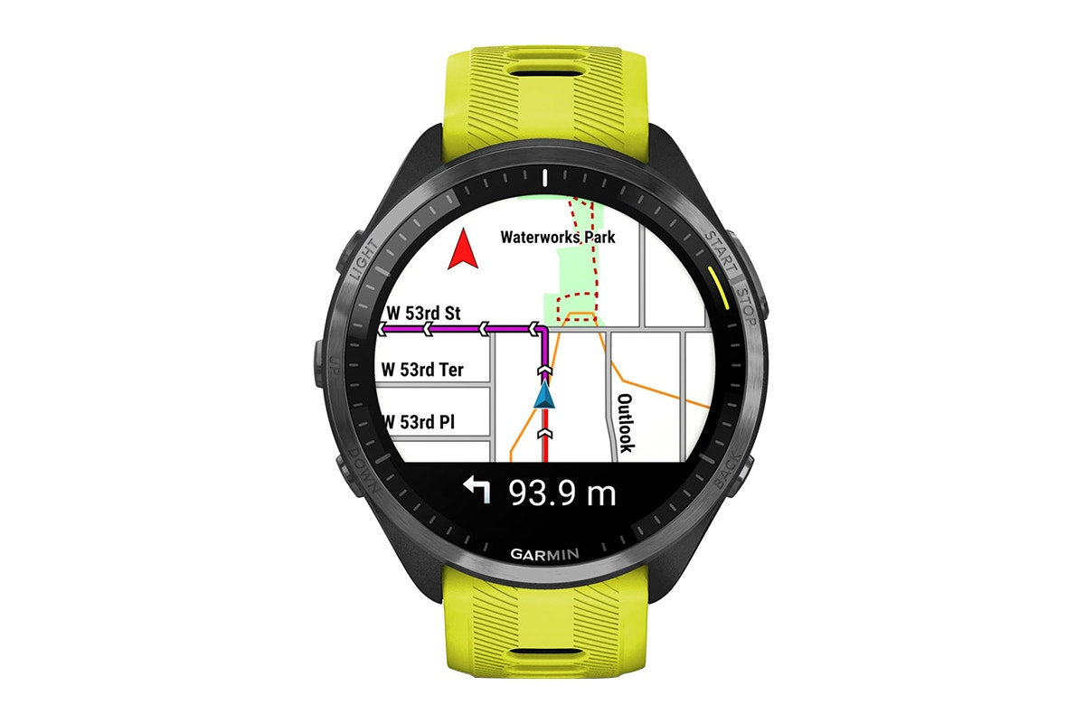 Garmin Forerunner 965 Smart Sports Watch (Carbon Grey DLC Titanium with Amp Yellow/Black Band, 47mm)