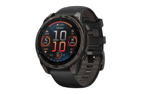 Garmin Fenix 8 AMOLED Sapphire Smart Sports Watch (Carbon Grey DLC Titanium with Black and Pebble Grey Band, 47mm)