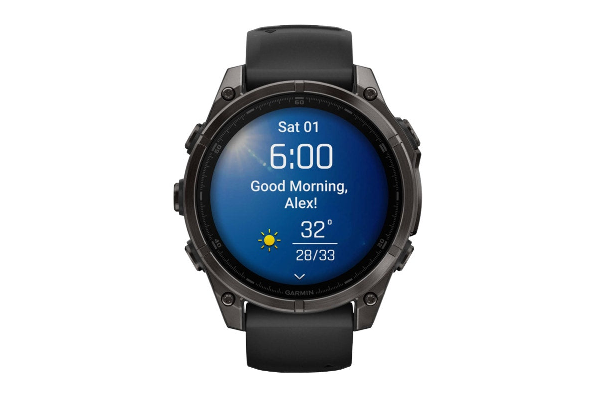 Garmin Fenix 8 AMOLED Sapphire Smart Sports Watch (Carbon Grey DLC Titanium with Black and Pebble Grey Band, 47mm)