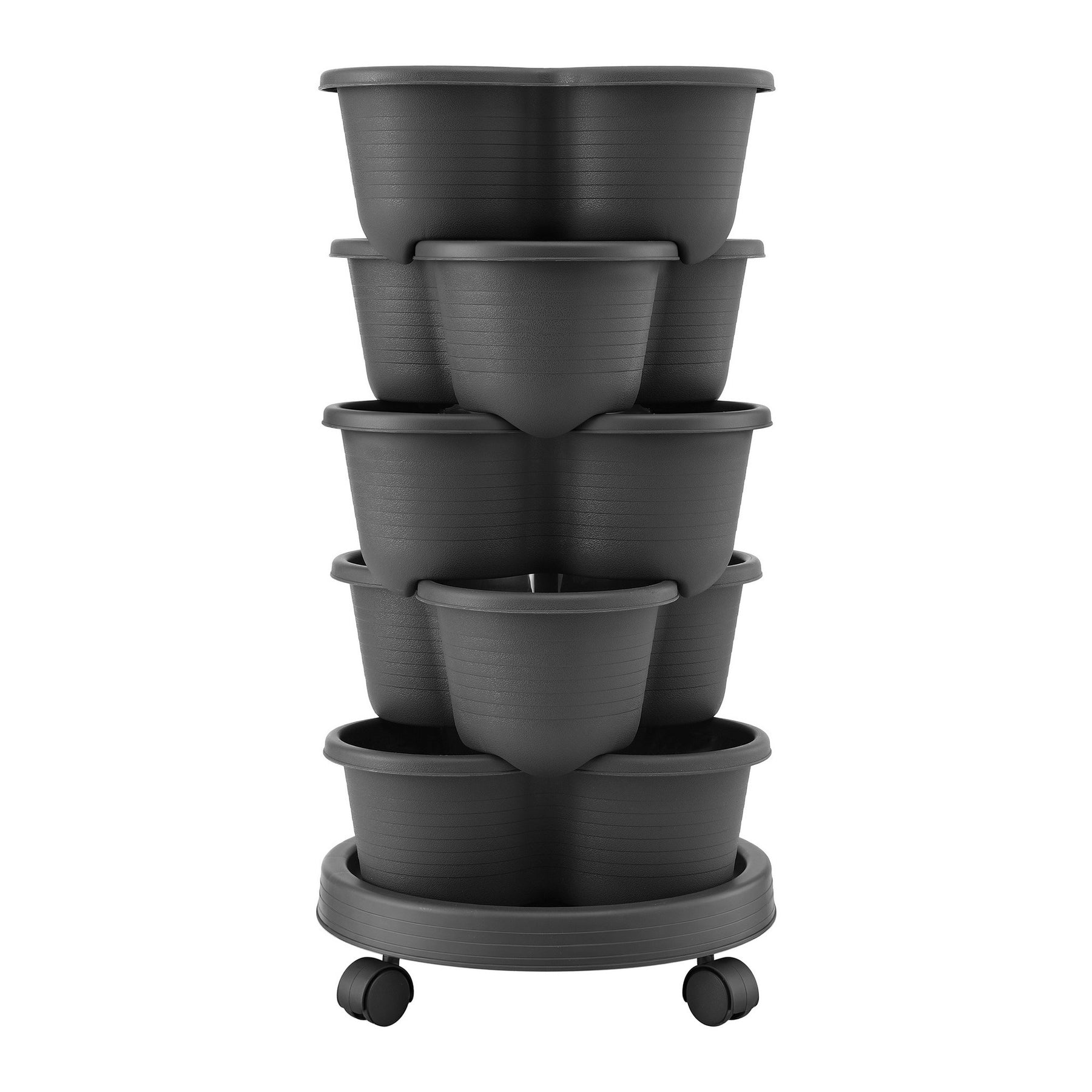 Green Fingers 5 Tier Vertical Garden Planter – Black with Wheels