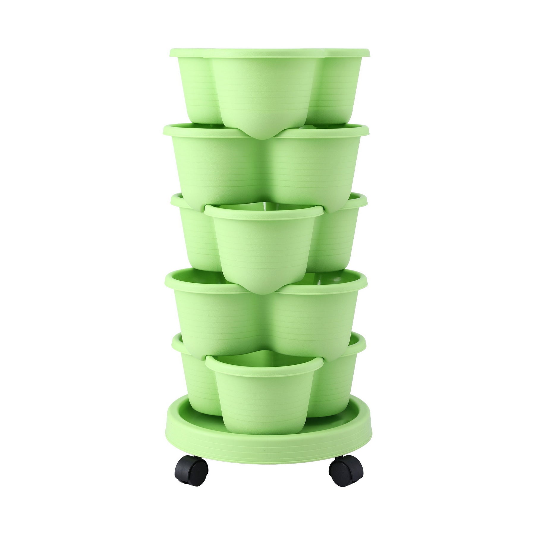 Green Fingers 5 Tier Vertical Garden Planter – Light Green with Wheels