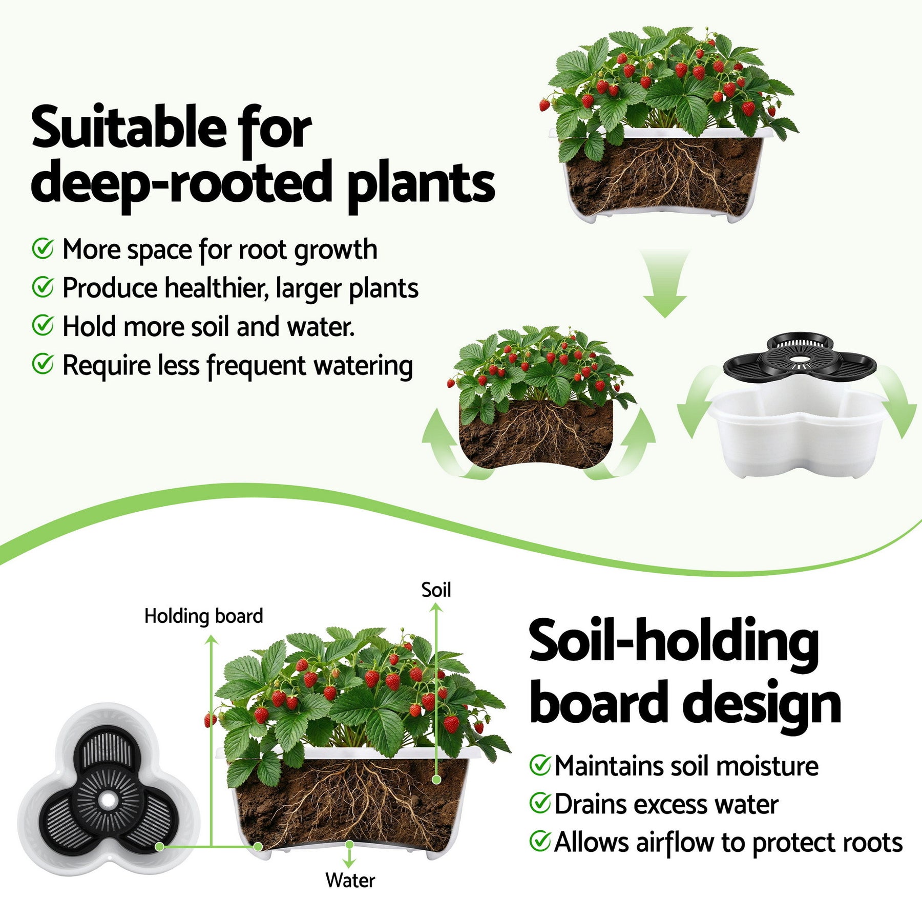 Green Fingers 5 Tier Vertical Garden Planter – White with Wheels