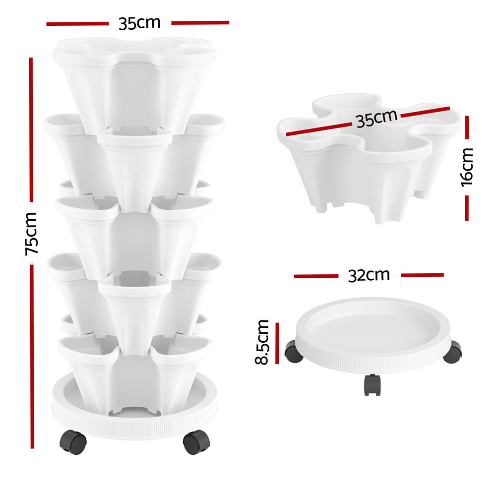 Greenfingers 5-Pot Strawberry Planter 35cm x 35cm x 75cm with Drainage System - SuperSaverAU - view 2
