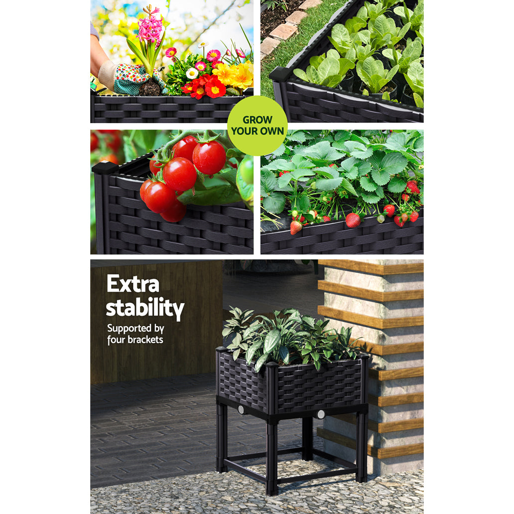 Green Fingers Raised Garden Bed 40x40x23cm PP Planter Box for Herbs & Vegetables - SuperSaverAU - view 4