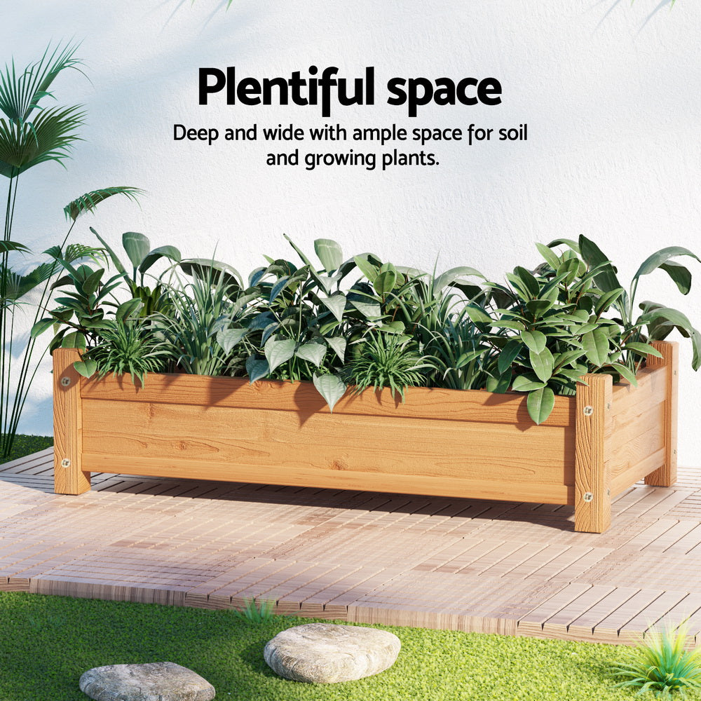 Green Fingers Garden Bed 65x33x16cm Wooden Planter Box with Raised Legs - SuperSaverAU - view 4