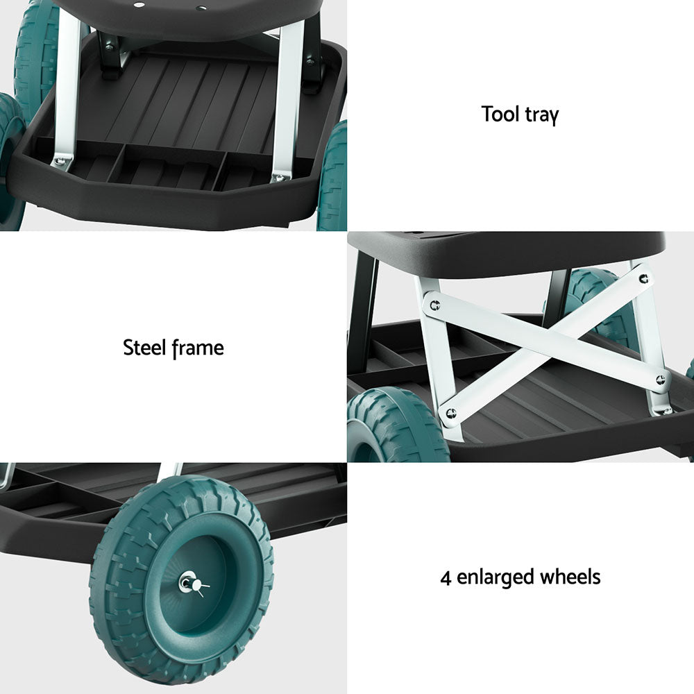 Gardeon Garden Cart Rolling Stool with Wheels Gardening Helper Seat Farm Yard - SuperSaverAU - view 6