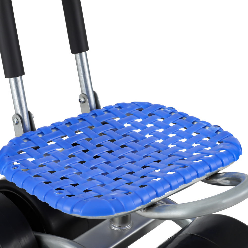 Gardeon Garden Stool Seat Foldable with Wheels Blue - SuperSaverAU - view 4