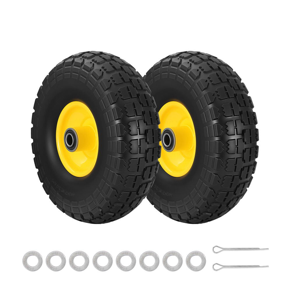 Gardeon 2pcs 4.10/3.50-4 Flat Free Solid Rubber Tires, 10" Heavy Duty Wheels - SuperSaverAU - view 8