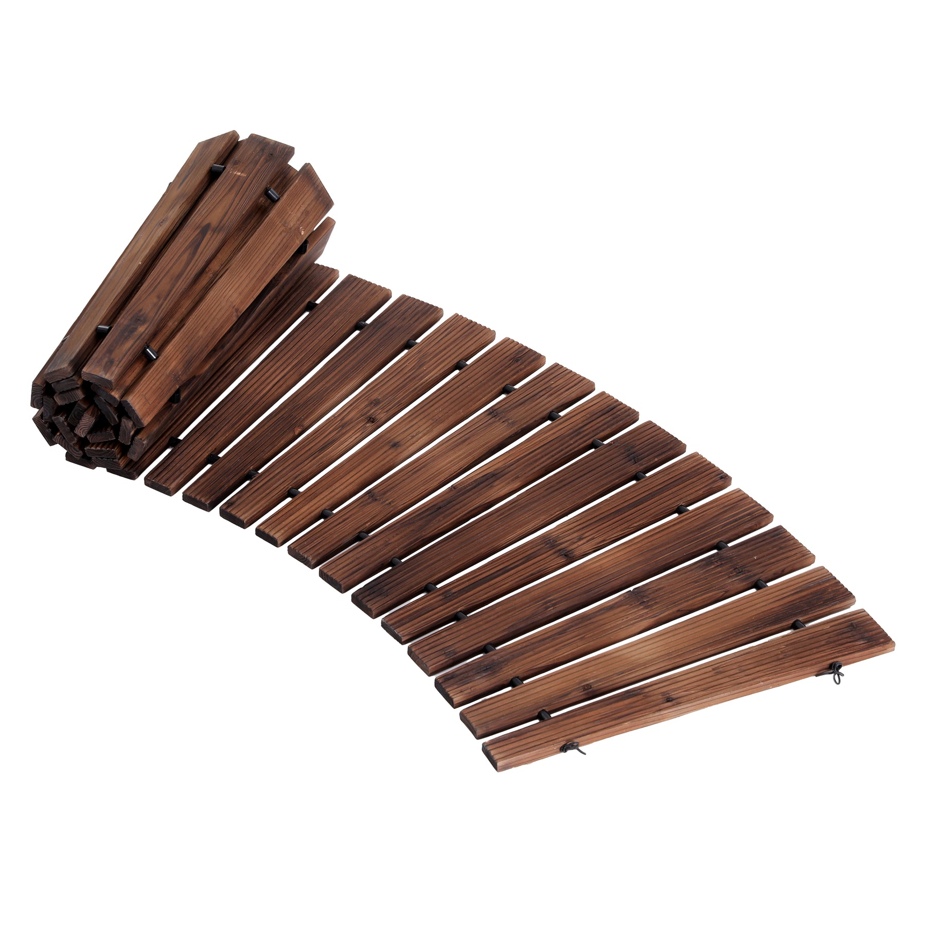 Gardeon 8FT Wooden Garden Pathway Roll-Out Curved Walkway Outdoor Backyard Charcoal Brown - SuperSaverAU - view 3