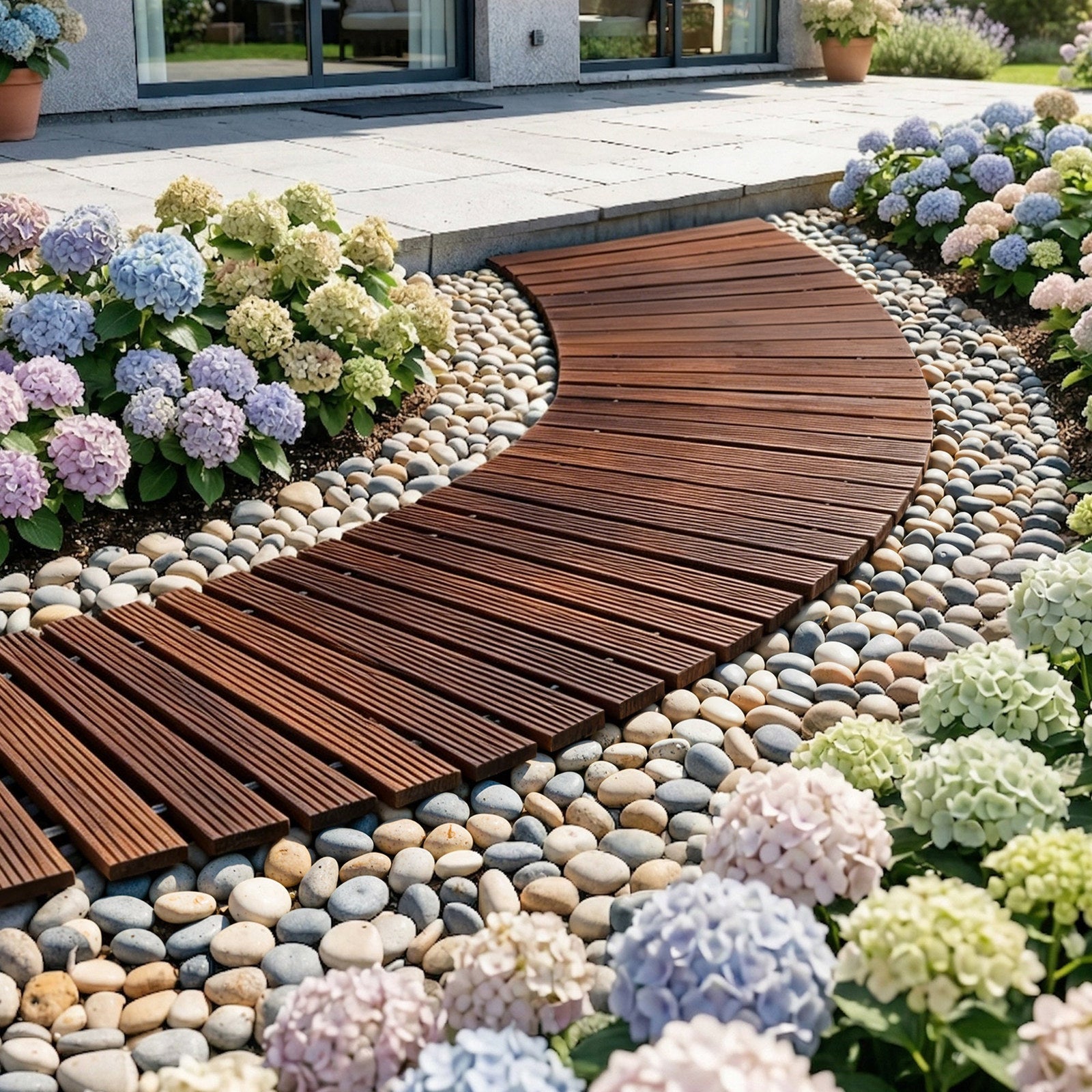 Gardeon 8FT Wooden Garden Pathway Roll-Out Curved Walkway Outdoor Backyard Charcoal Brown - SuperSaverAU - view 1