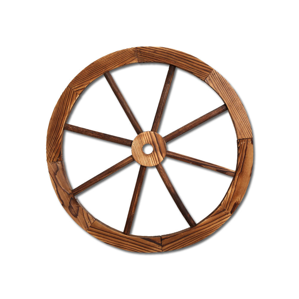 Gardeon Wooden Wagon Wheel 60cm - Rustic Fir Wood, Weatherproof Garden Decor - SuperSaverAU - view 1