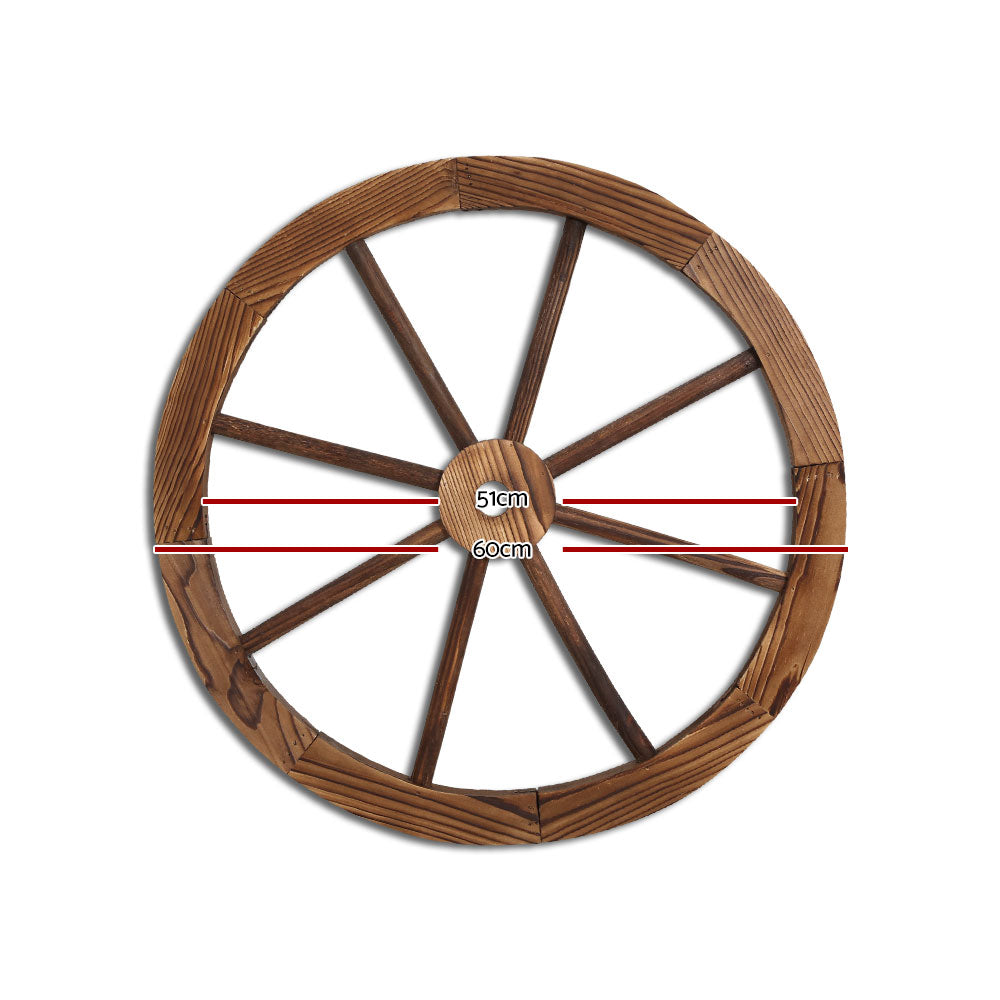 Gardeon Wooden Wagon Wheel 60cm - Rustic Fir Wood, Weatherproof Garden Decor - SuperSaverAU - view 2