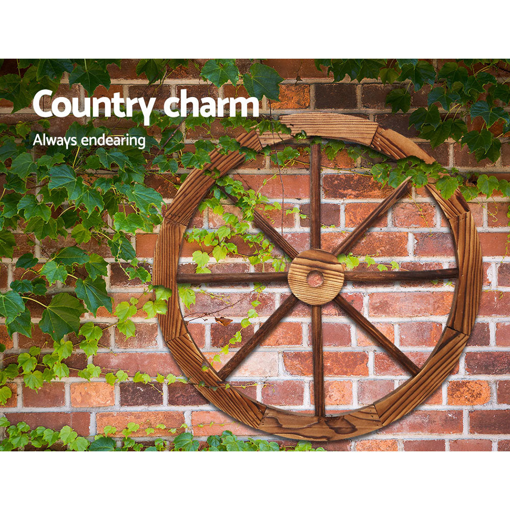 Gardeon Wooden Wagon Wheel 60cm - Rustic Fir Wood, Weatherproof Garden Decor - SuperSaverAU - view 3