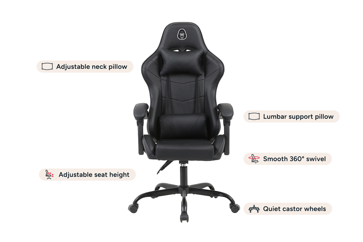Gorilla Gaming Prodigy Gaming Chair (Black/Black)