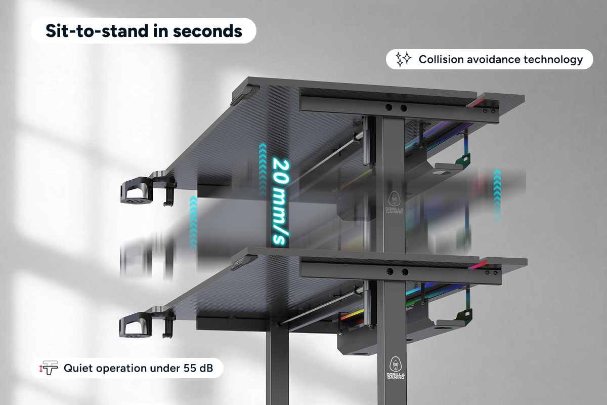Gorilla Gaming RGB Electric Standing Desk (140 x 73cm)