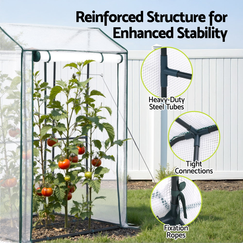 Green Fingers Mini Greenhouse with Roll-Up Zipper Door - 1.0 x 0.8 x 1.5m