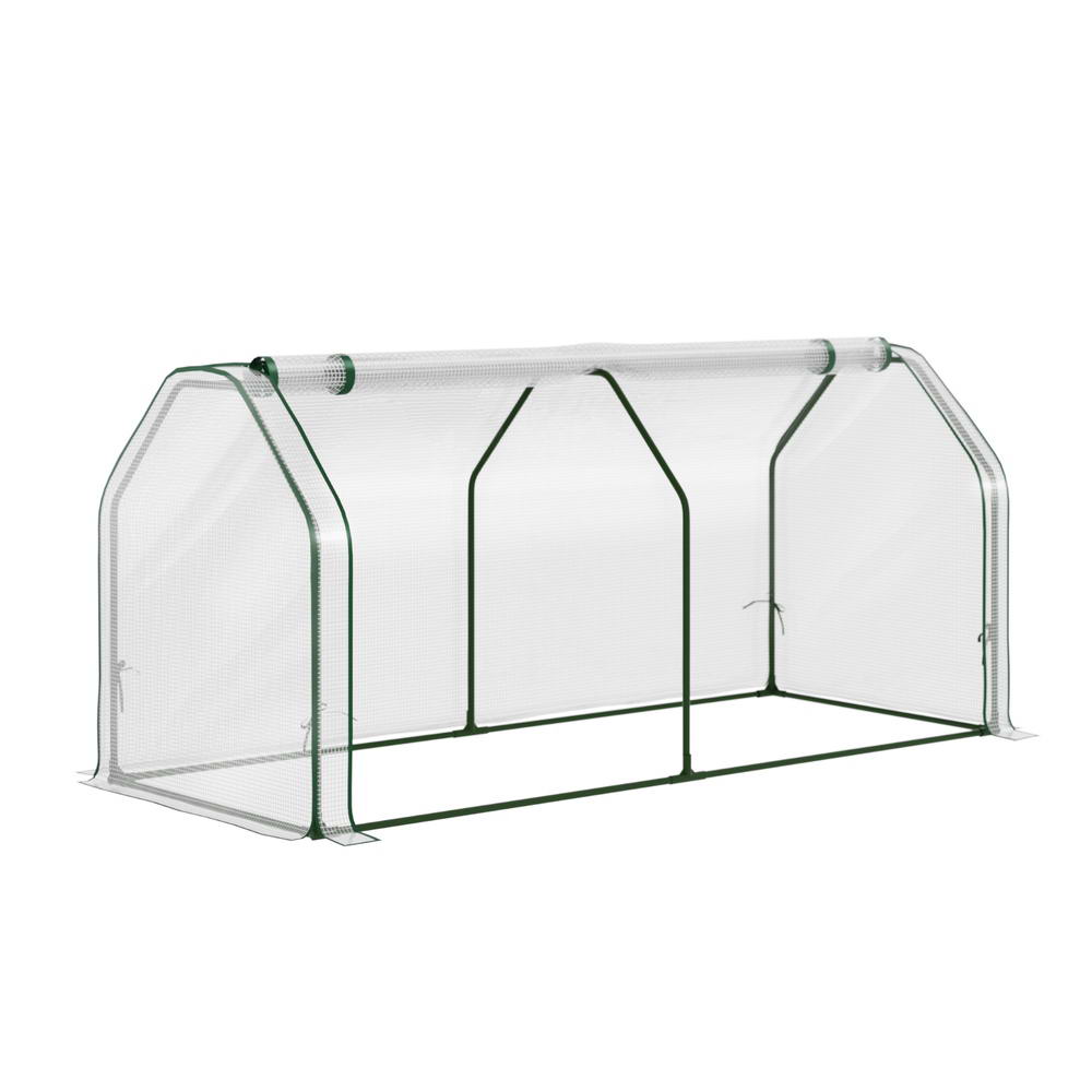 Green Fingers Mini Greenhouse with Roll-Up Zipper Door - 1.2 x 0.5 x 0.6m