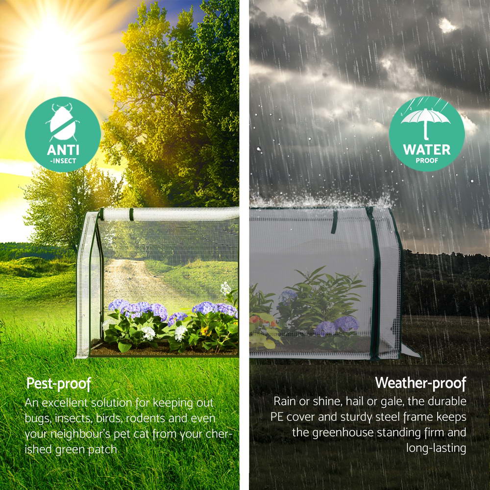 Green Fingers Mini Greenhouse with Roll-Up Zipper Door - 1.2 x 0.5 x 0.6m