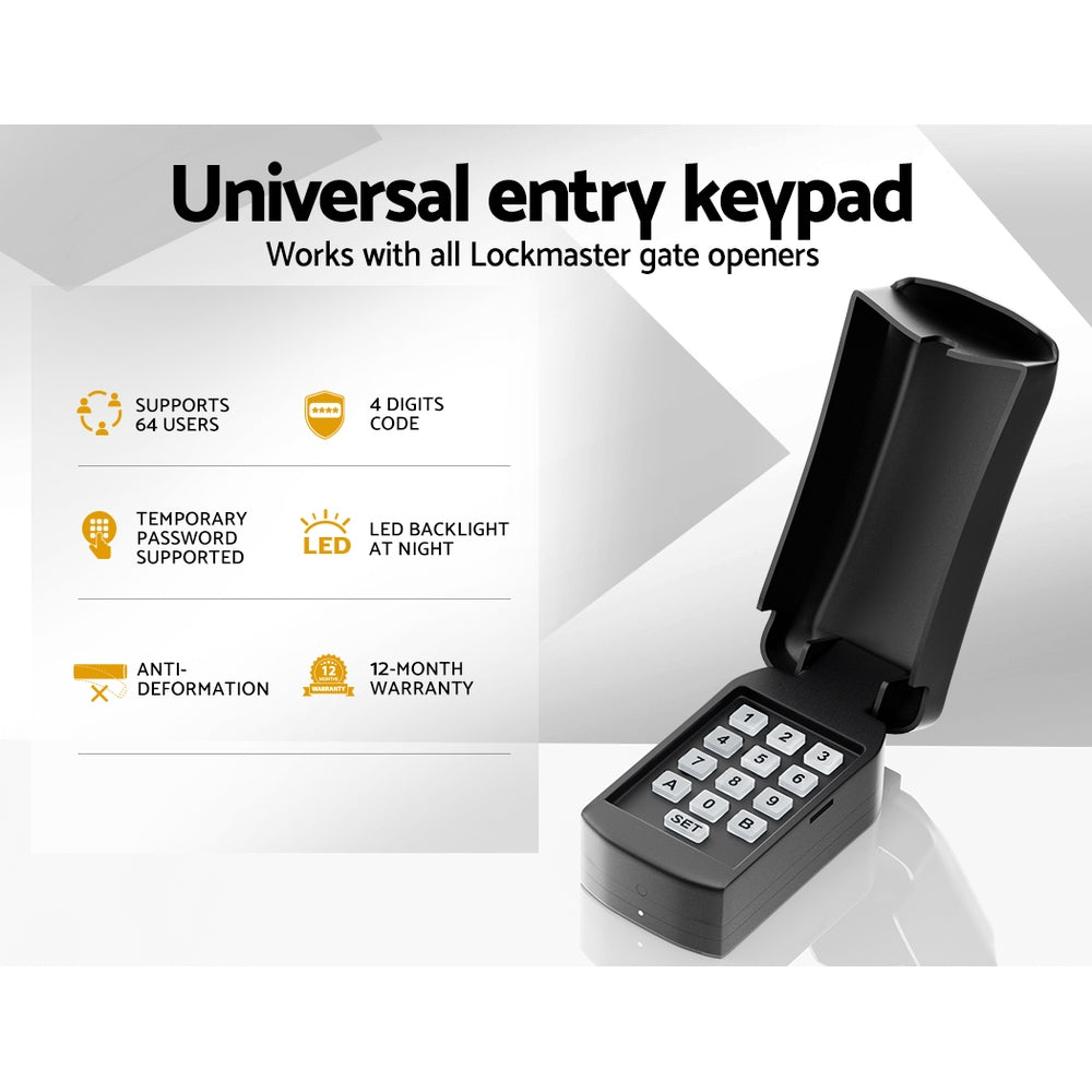 Lockmaster Electric Keypad Security Control for Gate Opener, IP55, 64 Users, Black, 17.5x8x4cm - SuperSaverAU - view 3