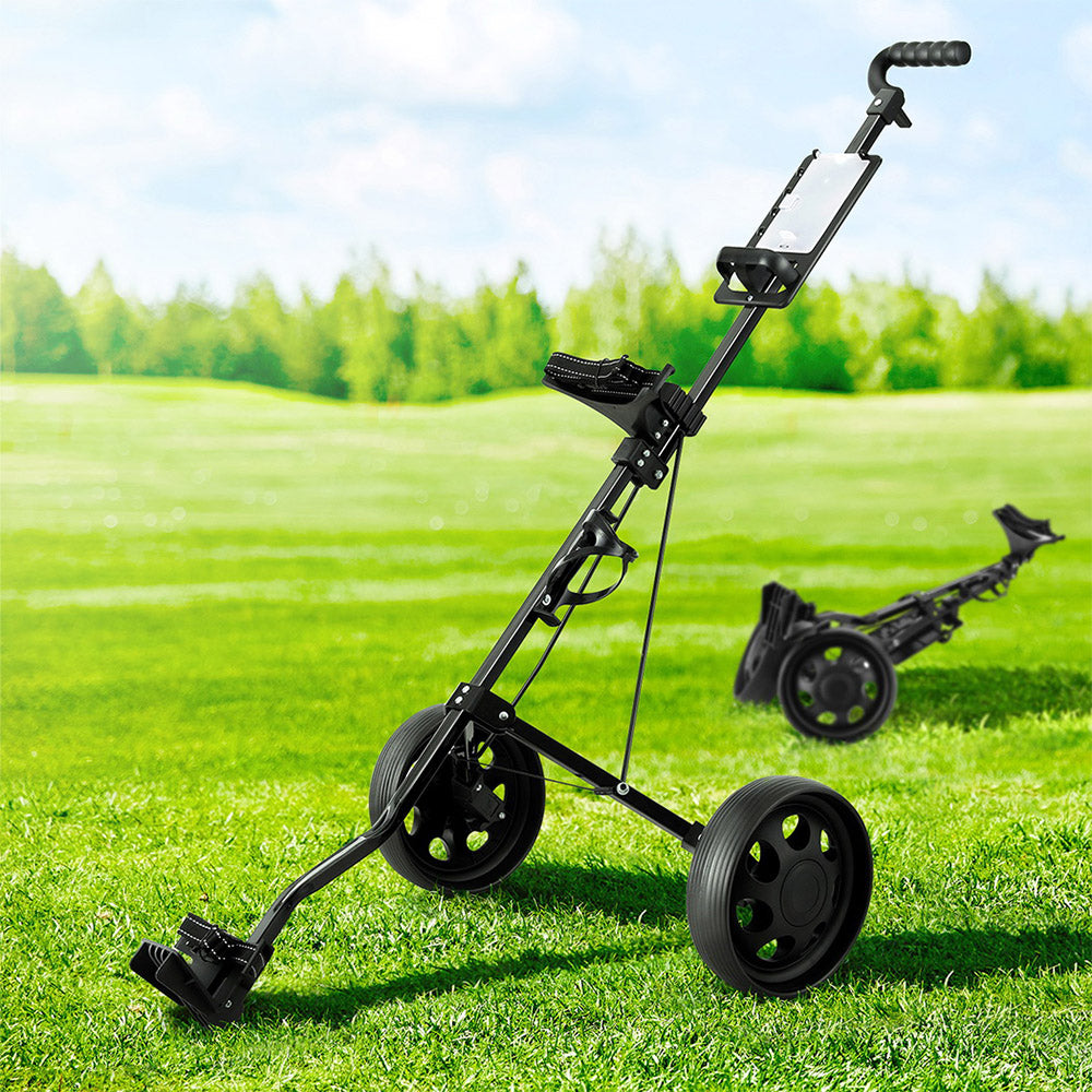 Everfit Golf Buggy Quick Folding Trolley Golf Cart Trolley 2 Wheels Cup Holder - SuperSaverAU - view 7