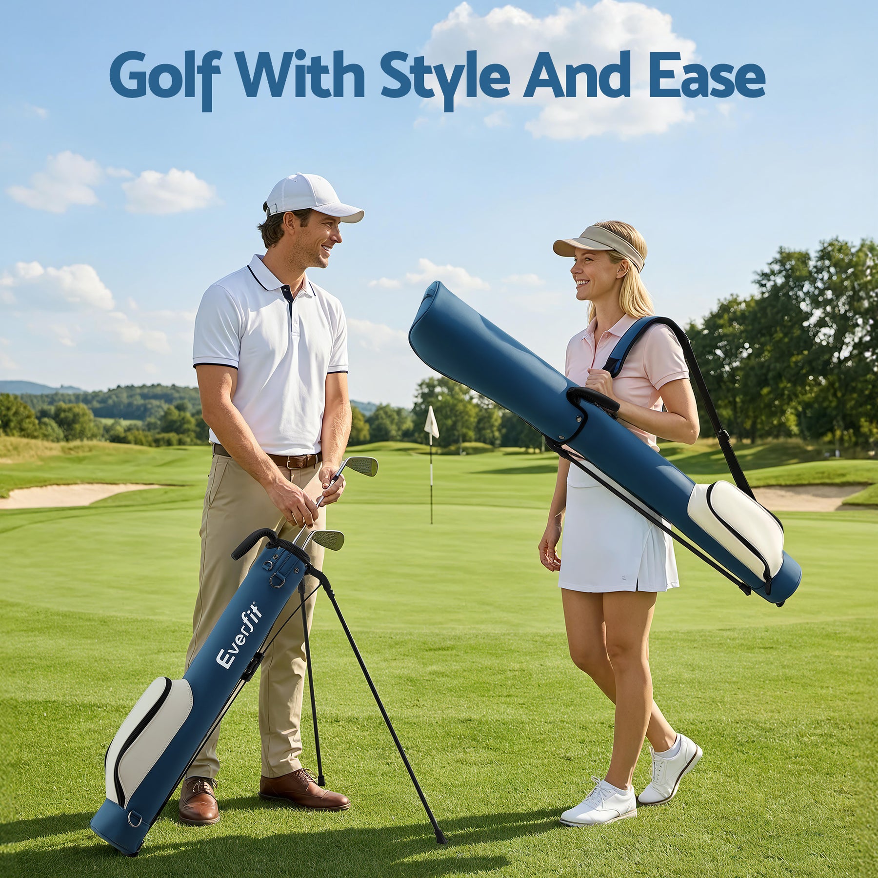 Everfit Blue Sunday Golf Stand Bag with Insulated Pocket