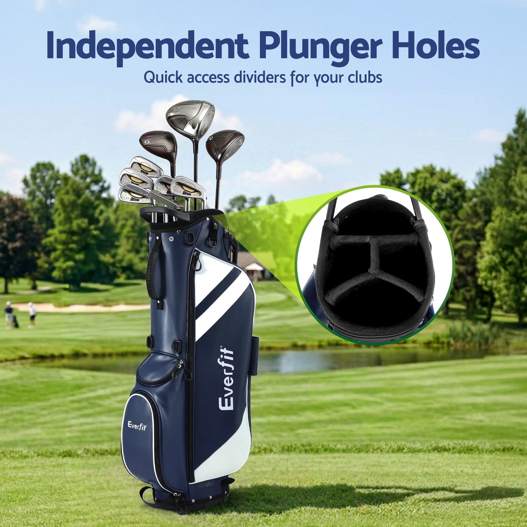 Everfit Blue Golf Stand Bag with Dual Straps & Club Divider