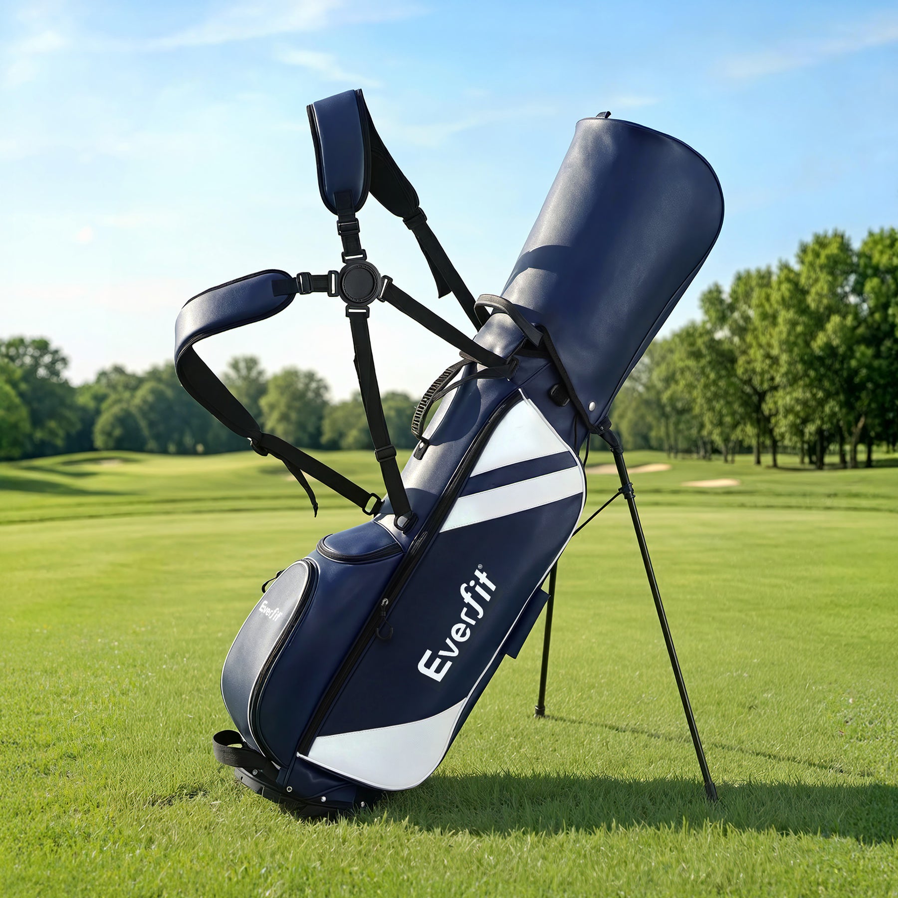 Everfit Blue Golf Stand Bag with Dual Straps & Club Divider