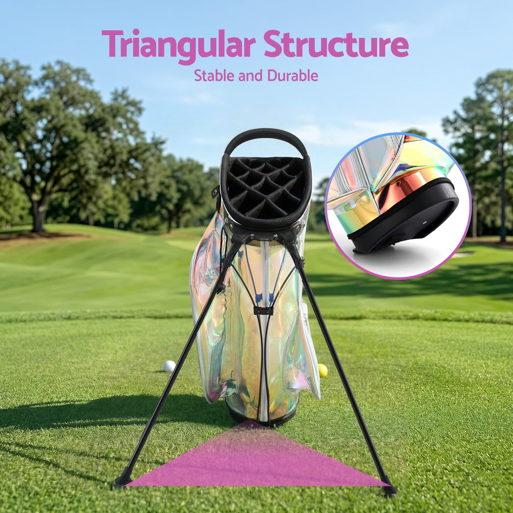Everfit Holographic Golf Stand Bag with Dual Straps & Club Divider