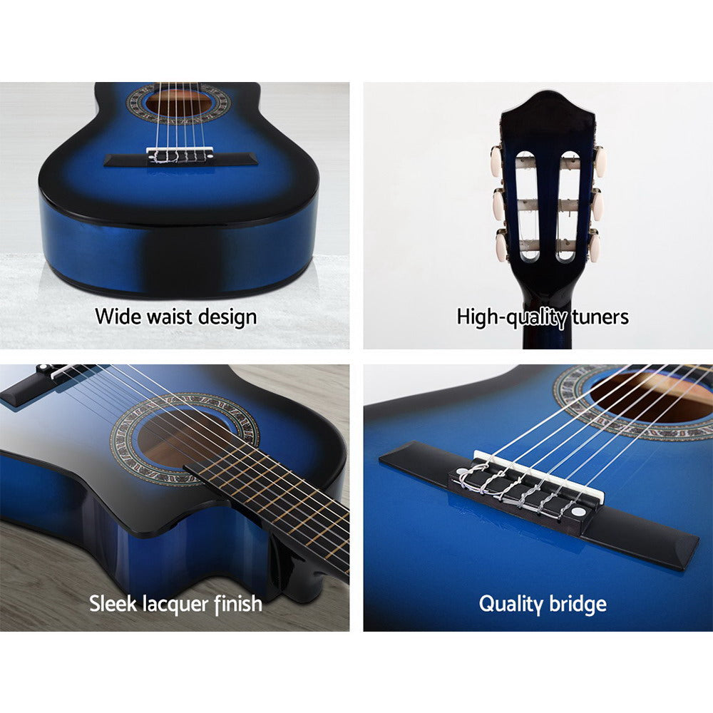 Alpha 34-Inch Classical Guitar with Carry Bag - Blue